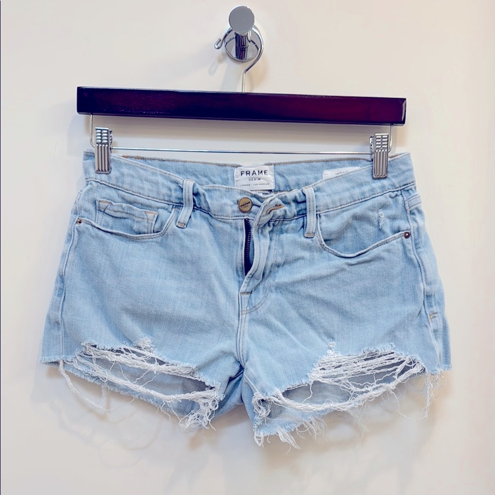 Frame Denim Blue Distressed  Le Cutoff Jean Shorts
Size 26
Style LCSR0467